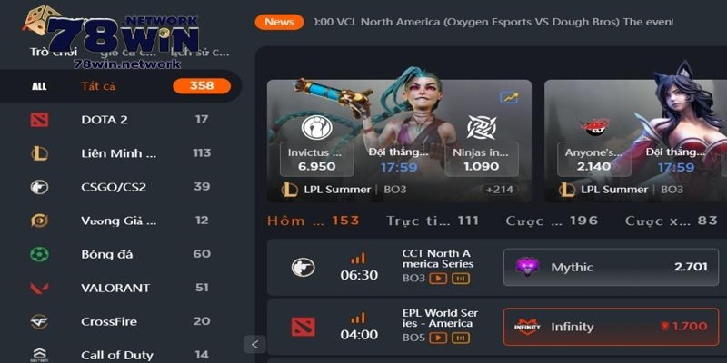 Nhiều người đã giải trí tại sảnh IA - Esport của 78win